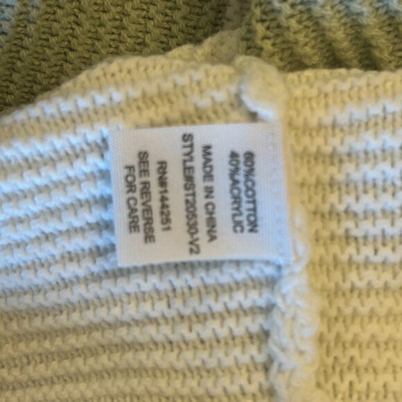 Girls Teal and White Oversize Check Cropped Sweater - Picture 4 of 5